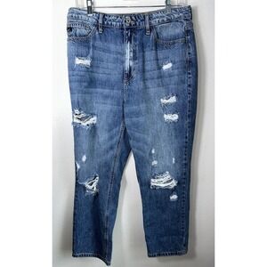 KanCan Bobbie Jeans Women's 11/29‎ Blue Ultra High Rise Straight Distressed Crop